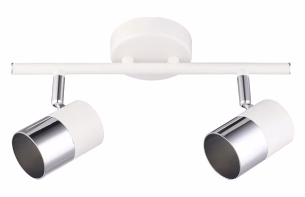 Foco de Techo Moon 2 Luces GU10 Blanco y Plata Serpis-Brico